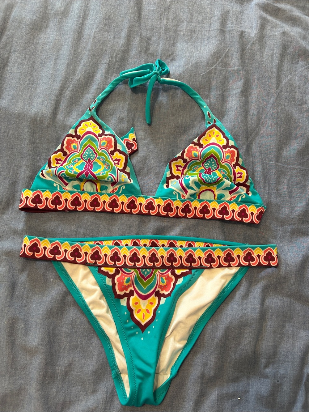 Vintage Victoria’s Secret Teal Multi-Color Patterned One-Piece Swim